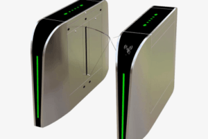 Puerta de cortesía tipo FLAP bidireccional / 30 personas por minuto / Acabado de Lujo / Apertura en 1 segundo / Acero inoxidable / Indicadores LED / Alarma por acceso denegado