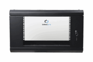 Gabinete de Pared de 6U con Puerta de Cristal Templado, 455 mm de Profundidad Total, Rack de 19'', Acero Reforzado Color Negro.