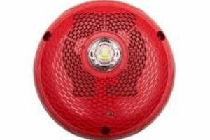 Bocina con Lámpara Estroboscópica, Montaje en Pared, Color Rojo, Nuevo Diseño Moderno y Elegante y Menor Consumo de Corriente