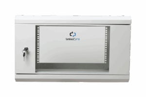 Gabinete de Pared de 6U con Puerta de Cristal Templado, 455 mm de Profundidad Total, Rack de 19'', Acero Reforzado Color Gris Mate