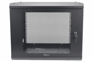 Gabinete de Pared de 9U con Puerta Perforada, 455 mm de Profundidad, Rack de 19'', Acero Reforzado Color Negro.