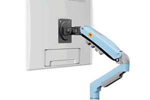 Brazo Ajustable para Monitor Ergonómico / Compatible con Monitores de 17" - 30" / Capacidad de Peso hasta 9 kg / Rotación 360° / Inclinación +85° a  -30° / Giro 180° / Ajuste de Resorte de Gas / Color Azul
