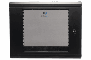 Gabinete de Pared de 9U con Puerta de Cristal Templado, 455 mm de Profundidad, Rack de 19'', Acero Reforzado Color Negro.