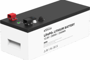 Batería de litio LiFeO4 12.8Vcc, 200Ah, 2.56Kwh, Pantalla LCD para Monitoreo Local, Carcasa Metálica