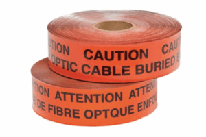 Cinta de peligro subterráneo, Color rojo, Material Aluminio, 304.8m, Leyenda: PRECAUCIÓN: LÍNEA ELÉCTRICA ENTERRADA DEBAJO