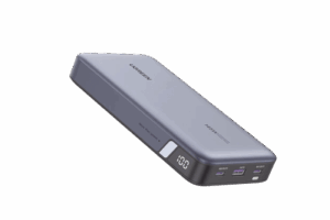 Power Bank de 25000mAh | 3 Salidas 145W Max. | USB-A + 2 USB-C | PD 3.0, QC3.0 | FCP | SCP | Pantalla Inteligente | Carcasa Ignifuga | Color Gris | Incluye Cable USB de 50cm | Carga tu Laptop de Manera Segura.