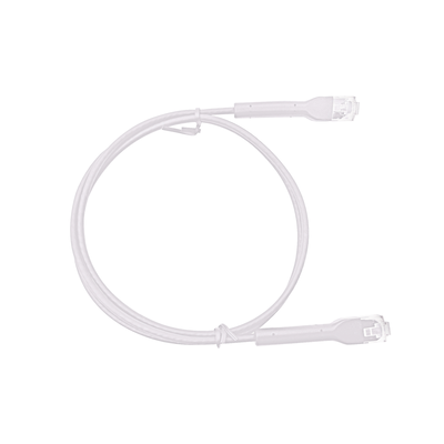 Mini Patch Cord Cat6A Ultra Slim 20 cm Blanco – Ahorra Espacio sin Organizadores, con Bota Flexible