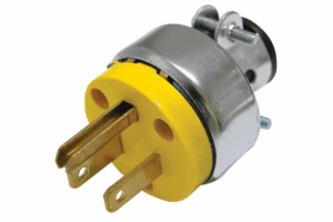 Clavija Blindada con Abrazadera Aterrizada / 15 A 125 V / 50/60 Hz / ABS/ Metal / Color Amarillo.