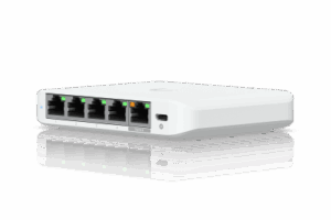 USW Flex Mini 2.5G Switch de 5 puertos 2.5G, Compacto, para Escritorio, se puede Energizar por PoE o con un Adaptador tipo USB-C