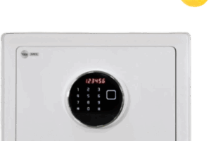 Caja Fuerte Hércules / Apertura Huella Dactilar, Código y Llave de Emergencia / Puerta de Acero 4 mm / 2 Bulones de Acero 20 mm / Pantalla LCD / Alarma de Contraseña Incorrecta / Luz Interna / Estante Desmontable / Incluye Accesorios