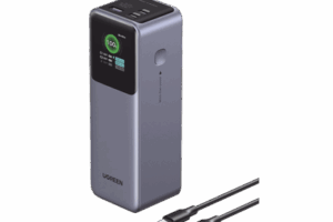 Power Bank de 25000mAh | 3 Salidas 200W Max. | USB-A + 2 USB-C | PD 3.0, QC3.0 | FCP | SCP | Pantalla Inteligente | Carcasa Ignifuga | Color Gris | Incluye Cable USB de 50cm | Carga tu Laptop de Manera Segura.