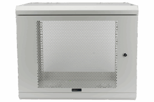 Gabinete de Pared de 9U con Puerta Perforada 455 mm de Profundidad, Rack de 19'', Acero Reforzado Color Gris Mate
