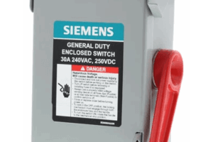 Interruptor de seguridad cerrado de doble ruptura. Interruptor de serie A, 2 polos, 2 hilos sin fusible, uso general.