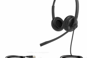 Diadema USB Alámbrica Yealink UH34 Dual Teams C/ Almohadillas de Cuero Compatible con Teléfonos IP Yealink y Computadoras