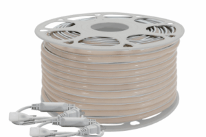 Manguera LED Luminosa Blanca de Resina Transparente y Flexible / Para uso Interior o Exterior / Carrete de 50 m/ 110V CA  4.2 A/ 500 W Potencia / T.C.C. 6500 K.