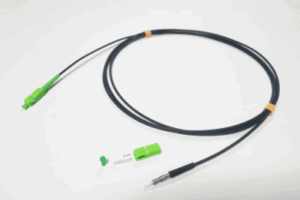 Rollo de Fibra Óptica Drop Redonda G657A2 Monomodo Simplex de 150 Metros con Conectores SC/APC-SC/APC para Instalaciones Aéreas o a la Intemperie