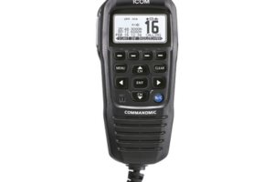 Micrófono comando color negro y pantalla en fondo blanco para serie IC-M510, IC-M424G e IC-M605
