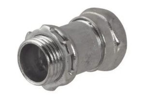 Conector Recto Compresión de Acero Galvanizado para Pared Delgada de 1 1/2".