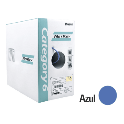 Bobina de Cable UTP 305 m. de Cobre, NetKey, Azul, Categoría 6 (24 AWG), 1000Mbps, Riser (CMR), de 4 pares