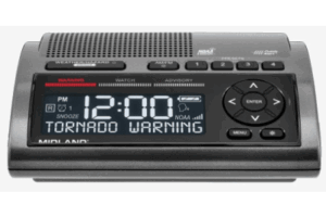 Radio de Alerta Meteorológica WR400 / 7 Canales NOAA y Environment Canada / Almacena 10 Alertas / Sirena de 85 dB / Reloj Dual con Alarma / Carga USB / Certificado Public Alert