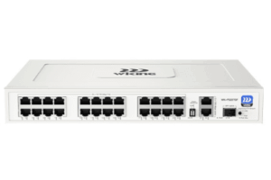 24 x 10/100Mbps PoE Ports, 2 x 10/100/1000Mbps RJ45 Uplink Ports and 1 x 1000Mbps SFP Slot