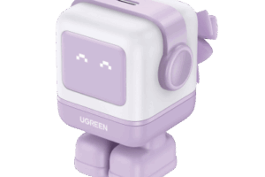 Cargador Mini GaNRobot 30W serie UNO | 1 USB-C de Carga Rápida | Tecnología GaN II | Multiprotocolo PD/QC/SCP/FCA | Carga Inteligente | Pantalla LED | Zapato Magnético Extraíble | Thermal Guard | Color Lila.