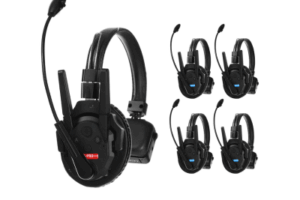 Kit de 5 Intercomunicador Inalámbrico TXtalk Pro / Antenas Externas / Rango 500m / Hasta 13 Unidades Conectadas / Auricular Monoaural / Batería 1050mAh / ABS Ligero y Cuero Suave