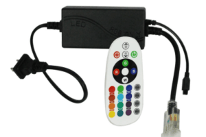 Adaptador de Corriente con Control de Funciones Remoto para Manguera Neón LED RGB JUML-5050-03.