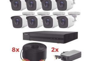 Kit TurboHD / DVR 8 Canales 1080p Lite / 8 Cámaras bala 1080p metalicas / 8 cables de 20 metros / 2 fuentes de 4 canales