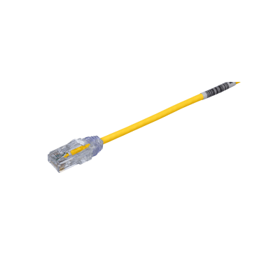 Cable de Parcheo TX6, UTP Cat6, Diámetro Reducido (28AWG), Color Amarillo, 20 cm