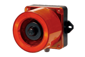 Combinacion de baliza LED color Rojo y sirena electrónica de 31 tonos resistente a la intemperie de volumen máx. 123 dB a 12-24 VCD