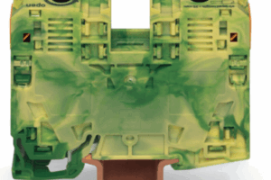 Borna de Tierra, 2 Conductores 35 mm², POWER CAGE CLAMP, Poliamida PA66, Montaje Carril DIN 35x15, Verde-Amarillo, Aplicaciones Ferroviarias y Marinas