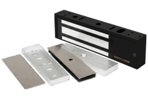 Kit Para Control de Acceso Incluye Chapa Magnética de 1200 Lbs Color Negro / Montaje En "U" Para Puerta de Cristal /  Uso Interior / Certificación UL