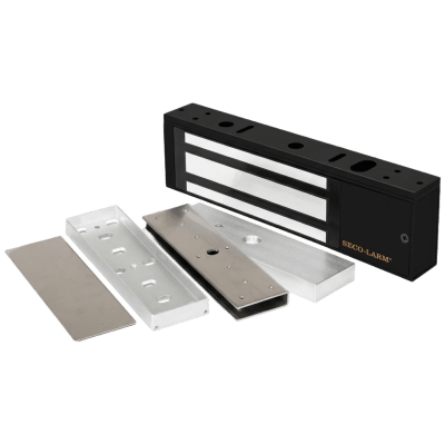 Kit Para Control de Acceso Incluye Chapa Magnética de 1200 Lbs Color Negro / Montaje En "U" Para Puerta de Cristal / Uso Interior / Certificación UL