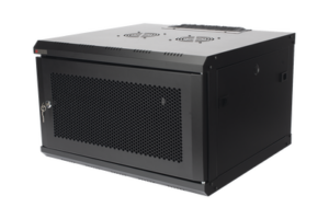 Gabinete de Pared PRECISION 19'' 6UR (455mm) - Puerta Perforada Incluye: 2 Ventiladores y Panel Cepillo