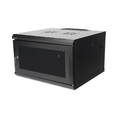 Gabinete de Pared PRECISION 19'' 6UR (455mm) - Puerta Perforada Incluye: 2 Ventiladores y Panel Cepillo