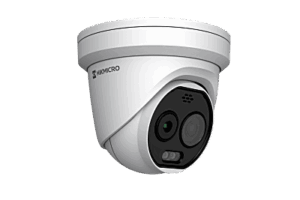 (HIKMICRO) Turret IP Bi-espectral (Térmica + Óptica) / Lente Térmico 2.1 mm (256 X 192) / Lente Óptico 2.2 mm (5 Megapixel) / Detección de Temperatura (-20°C a 650°C) / IA con GUANLAN / Dual Light (30 mts IR + 30