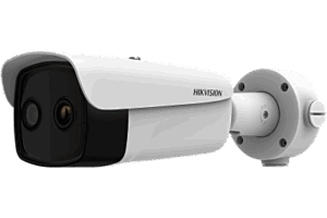 (HIKMICRO) Cámara Bullet IP Dual Térmica 15.4 mm (384×288) / Óptica 8 mm (4 Megapixel) / IA GUANLAN / 75 m IR / IP67 / IK10 / NEMA 4X / PoE / Termométrica -20°C a 150°C / Detección Fuego y Humo / TP