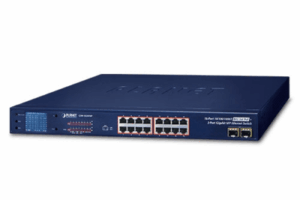 Switch No Administrable PoE+ Extender, Aislamiento VLAN de 16 Puertos Gigabit +, 2 Combo TP/SFP y Pantalla