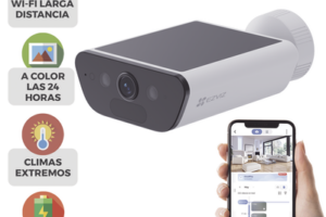 Camara de Bateria con Panel Solar Integrado / 4K Resolucion / WI-FI 6 / Vision Nocturna / Detección Humana y de Vehiculos / Batería de 10400 MAH / IP65
