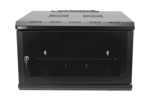 Gabinete de Pared 19 Pulgadas / 6U / 600 x 550 x 368 mm (23.6 x 21.7 x 14.5 in) / Acero SPCC RAL 9004 / Carga Estática 60 kg / IP20 Interior / Ventiladores CA / Panel Cepillo para Cables