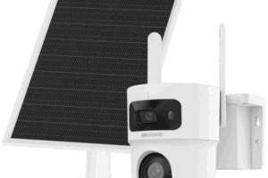 Kit Solar IP All in One Doble Lente / AOV / PT IP 4 Megapixel Lente 4 mm / Fijo 4 Megapixel Lente 2.8 mm / Panel Solar + Batería de Respaldo de Litio (9000 mAh) / Conexión 4G / Audio de Dos Vías / Dual Light / IP66 / Micro SD