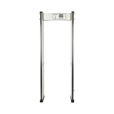 Detector de metales de 6 zonas / Uso en interior / Contador de alarmas y personas / 50+ inspecciones por minuto / Barras LED laterales