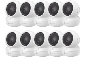 Kit Cámaras Wi-Fi Interior / 3 Megapixel / Detección IA Personas y Vehículos / Audio Bidireccional / Movimiento 360° / NVR Wi-Fi 8 Canales / 10+1 Unidades