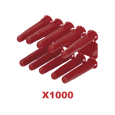 Taquete de Anclaje Plástico / Doble Expansión Multidireccional / 1/4" / Carga 60 kg / Paquete 1000 Piezas / HDPE Resistente