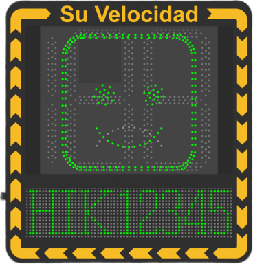 Display LED para Control de Velocidad / Alcance Visual 100 m (328 ft) / Indicación por Código de Colores / IP66 / Wi-Fi y Ethernet / Radar Compatible