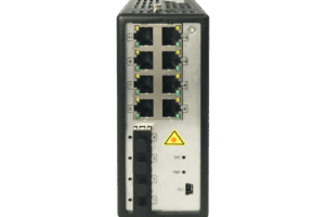 Switch Industrial Administrable / 8 Puertos Gigabit PoE+ 30W / 4 Puertos SFP / 250W Total / 48-57 VCD / -40°C a 75°C / 140×52×110 mm / 5.5×2.0×4.3 pulgadas