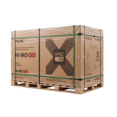 Pallet de Módulos Solares / 645 W / 53.8 Vcc / Eficiencia 23.7% / HPBC 2.0 / IP68 / Anti-Polvo