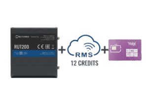 Router Teltonika LTE/4G RUT200 + 12 creditos RMS  + SIM de YOBI de 1GB por Mes durante un año de servicio (solo datos)
