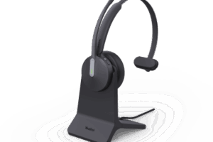 Diadema Bluetooth Mono / Cancelación de Ruido IA / 3 Micrófonos / Bluetooth 5.3 / Alcance 50 m (164 ft) / 35 Horas de Conversación / Base de Carga / Certificación Microsoft Teams